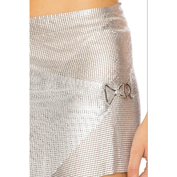 OW Collection Gemma Mini Skirt in Silver Medium New Womens Chainmail - Picture 6 of 15